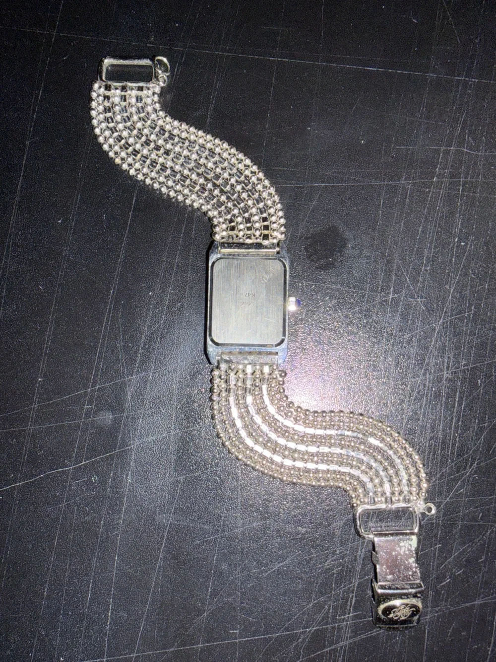 Vintage Kirks Folly Silver Watch with Turquoise Beaded Strap